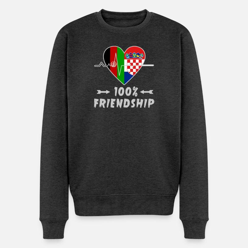 Afghanistan und Kroatien 100% Freundschaft - Männer Premium Bio Pullover - Anthrazit meliert