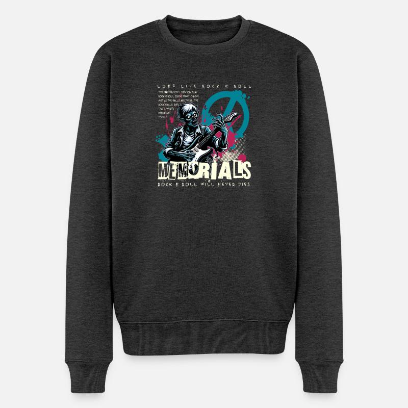 Rock & Roll T-Shirt, -Vintage Rock & Roll T-Shirt - Männer Premium Bio Pullover - Anthrazit meliert