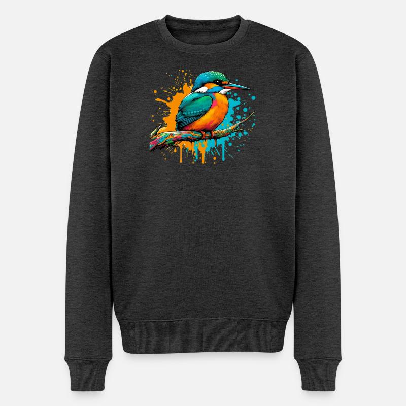 Eisvogel - Männer Premium Bio Pullover - Anthrazit meliert