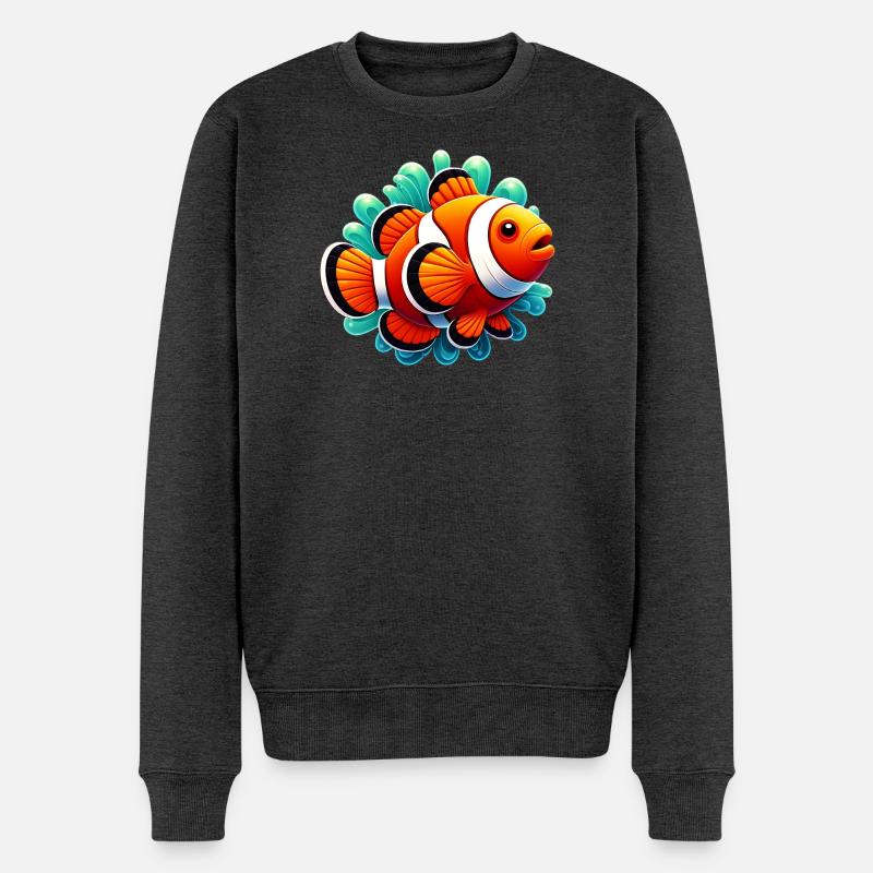 Clownfisch - Männer Premium Bio Pullover - Anthrazit meliert