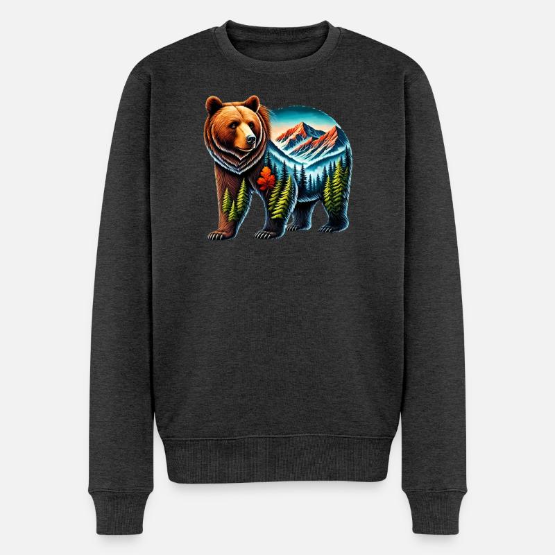 Bär - Männer Premium Bio Pullover - Anthrazit meliert