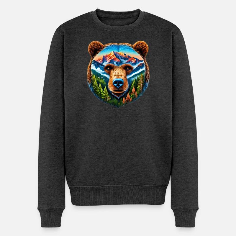 Bär - Männer Premium Bio Pullover - Anthrazit meliert