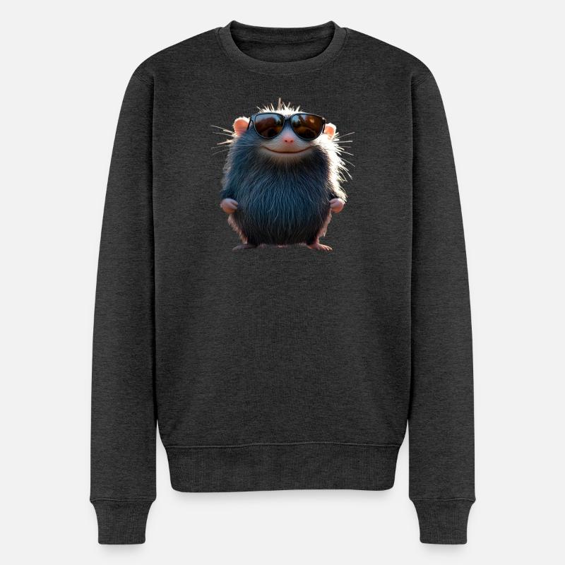 Maulwurf mit Sonnenbrille Liebe Süße Maulwürfe - Männer Premium Bio Pullover - Anthrazit meliert