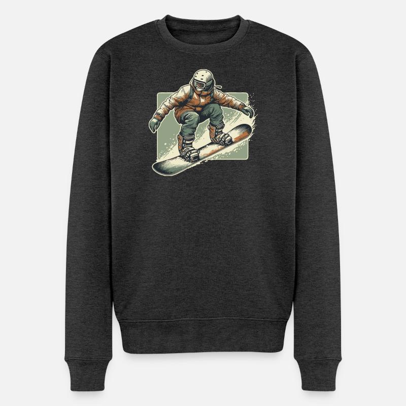 Snowboarder - Männer Premium Bio Pullover - Anthrazit meliert