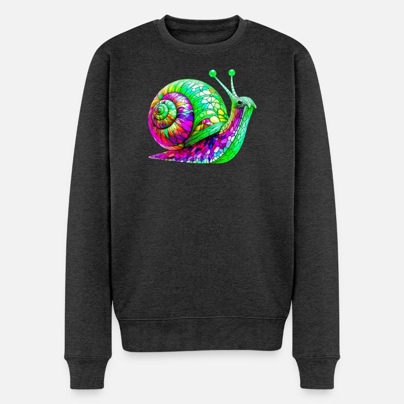 Schnecke - Männer Premium Bio Pullover - Anthrazit meliert