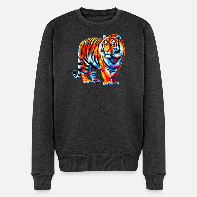 Tiger - Männer Premium Bio Pullover - Anthrazit meliert