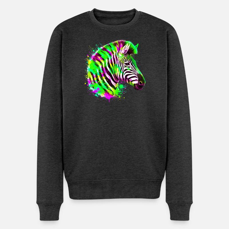 Zebra - Männer Premium Bio Pullover - Anthrazit meliert