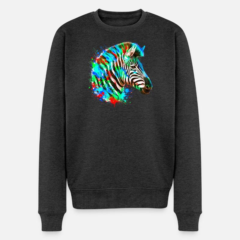 Zebra - Männer Premium Bio Pullover - Anthrazit meliert