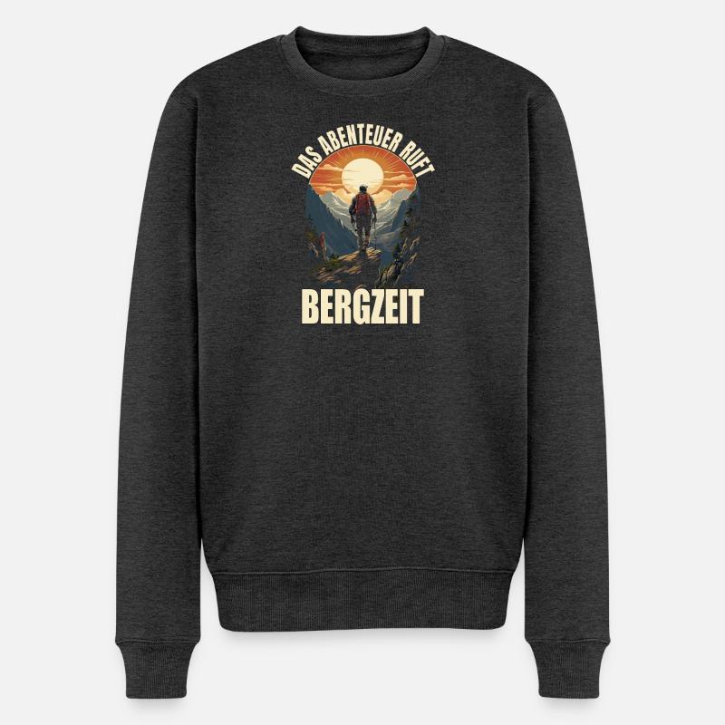 Das Abenteuer ruft - Bergzeit - Männer Premium Bio Pullover - Anthrazit meliert