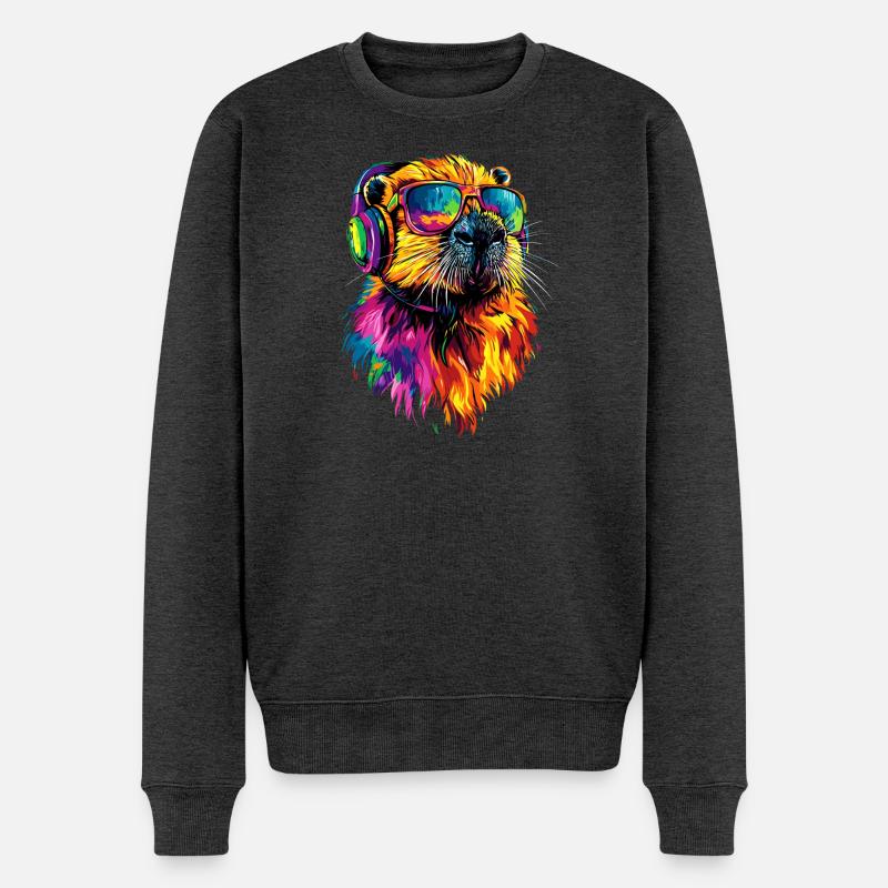 Biber Motiv Biberflüsterer Nagetiere Süßer Biber - Männer Premium Bio Pullover - Anthrazit meliert