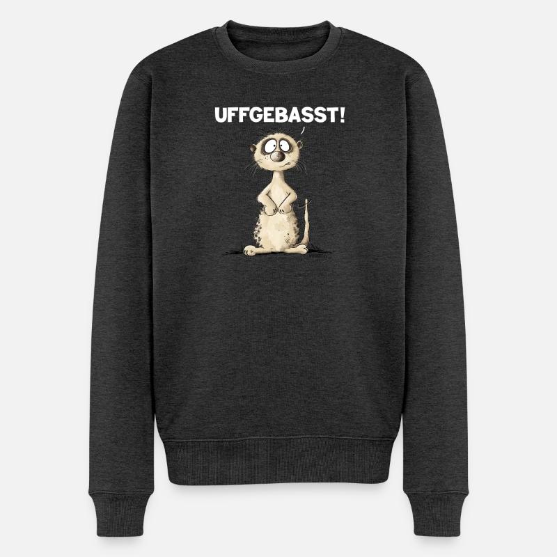 Drolliges Erdmännchen Hessisch Uffgebasst - Männer Premium Bio Pullover - Anthrazit meliert