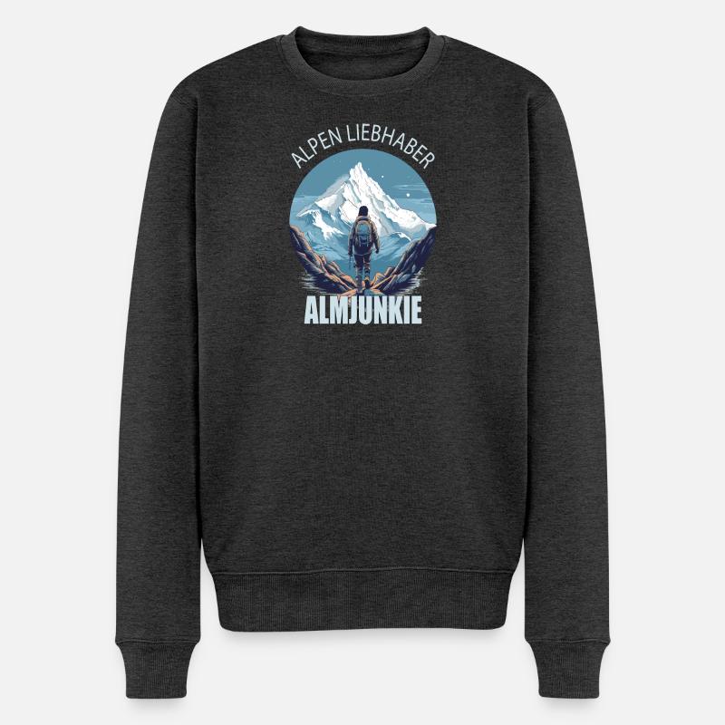 Alpen Liebhaber - Almjunkie - Männer Premium Bio Pullover - Anthrazit meliert