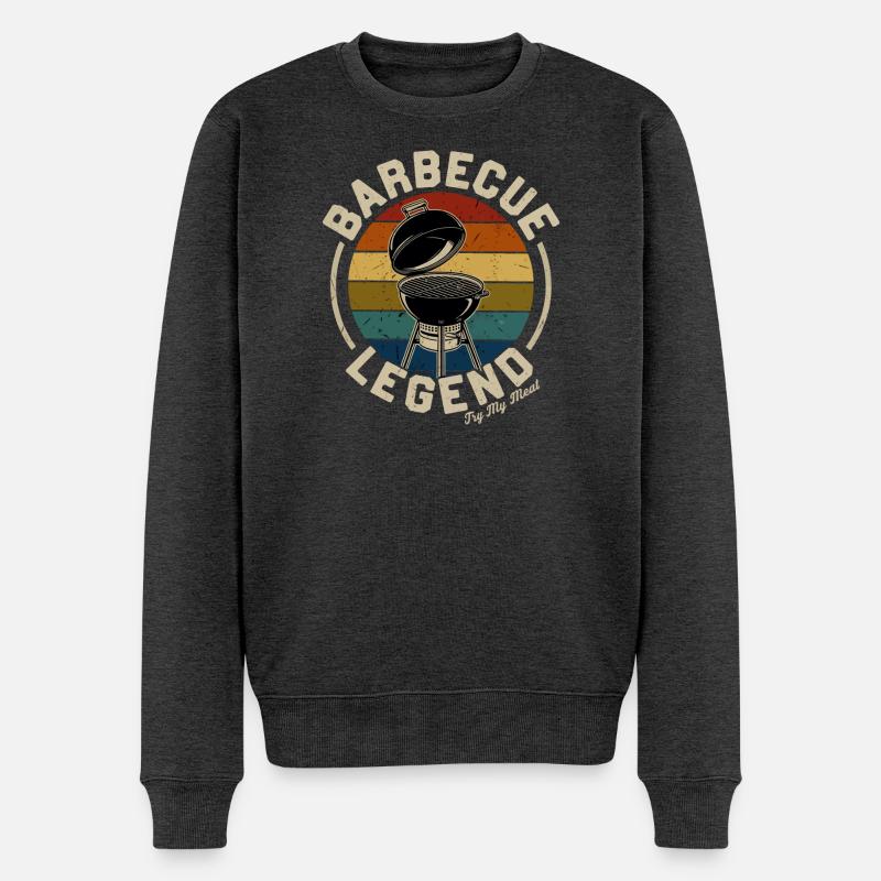 Grill Legende Retro - Männer Premium Bio Pullover - Anthrazit meliert