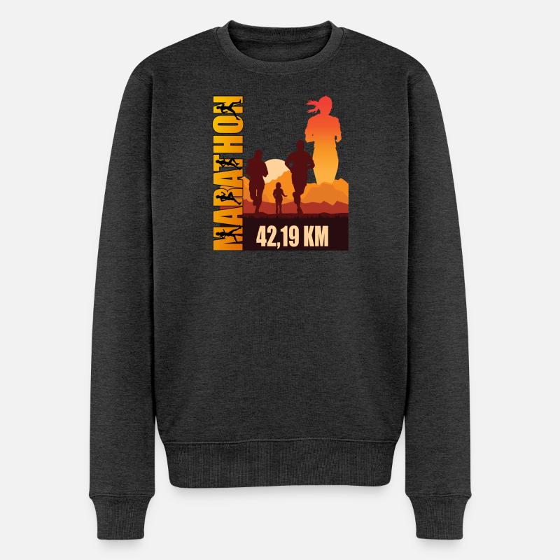 42.19 KM - Marathon - Männer Premium Bio Pullover - Anthrazit meliert