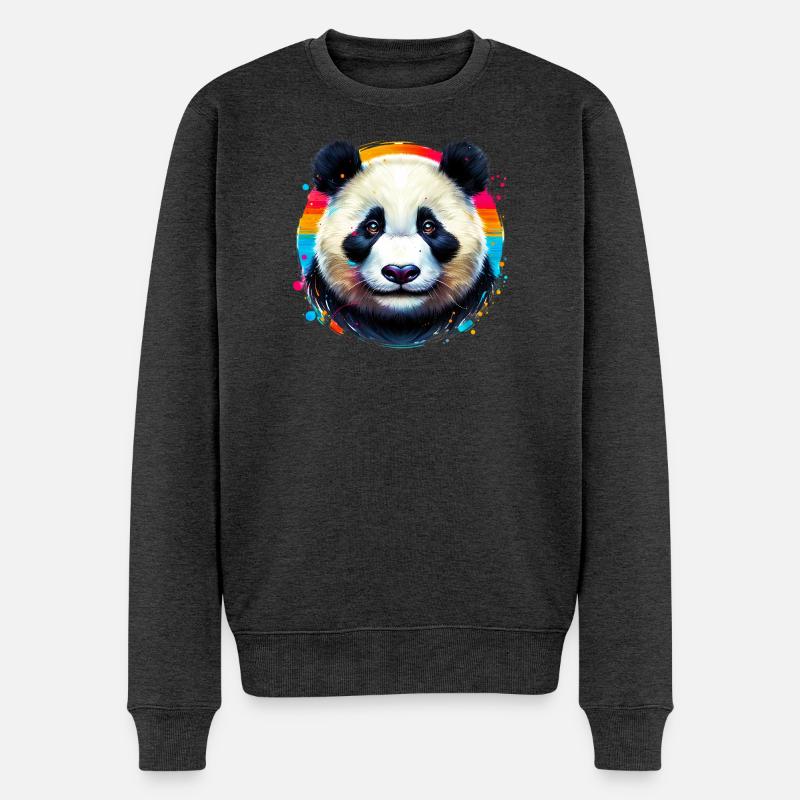 Panda - Männer Premium Bio Pullover - Anthrazit meliert