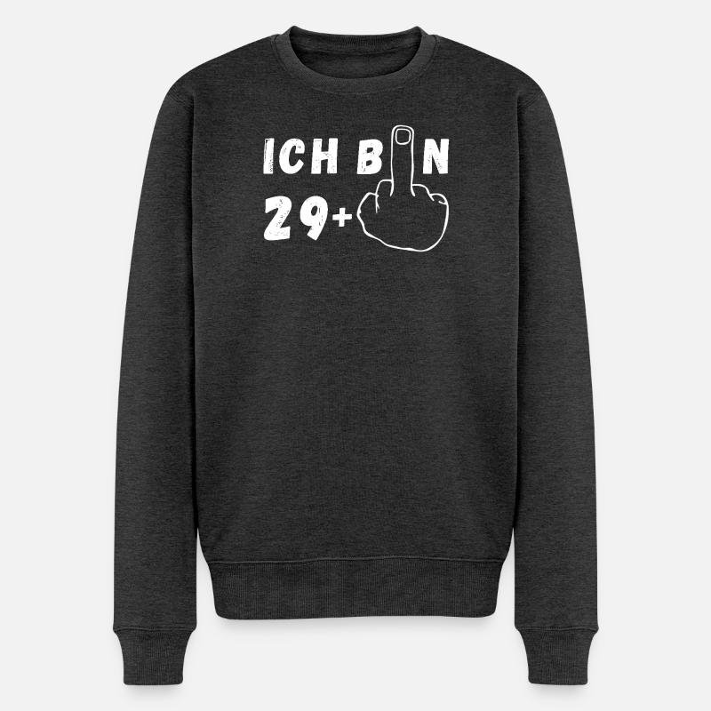 Ich bin 29+ Stinkefinger Geburtstag Geschenk ab 30 - Männer Premium Bio Pullover - Anthrazit meliert