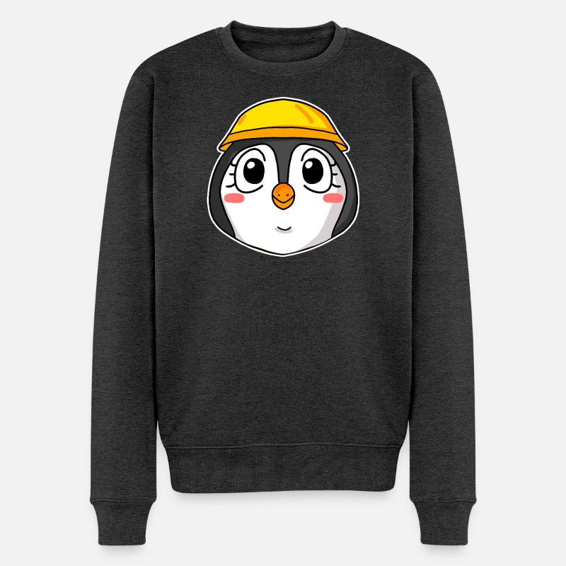 Pinguin Baustelle - Männer Premium Bio Pullover - Anthrazit meliert