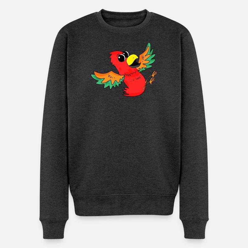 Papagei Bunt Vogel Niedlich - Männer Premium Bio Pullover - Anthrazit meliert