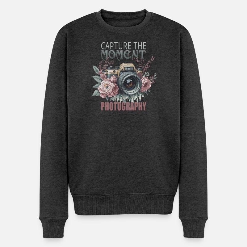 Capture the Moment - Männer Premium Bio Pullover - Anthrazit meliert