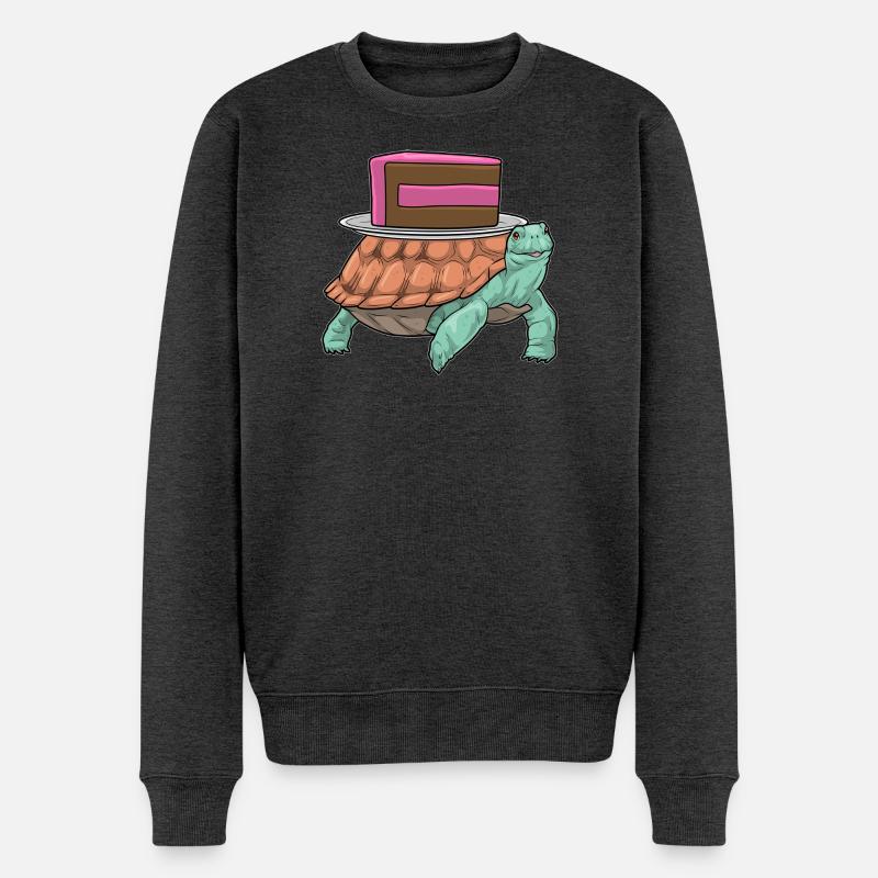 Schildkröte Kuchen - Männer Premium Bio Pullover - Anthrazit meliert