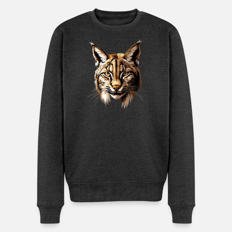 Luchs Lynx Wildkatze Raubkatzen Katzen Süße Luchse - Männer Premium Bio Pullover - Anthrazit meliert