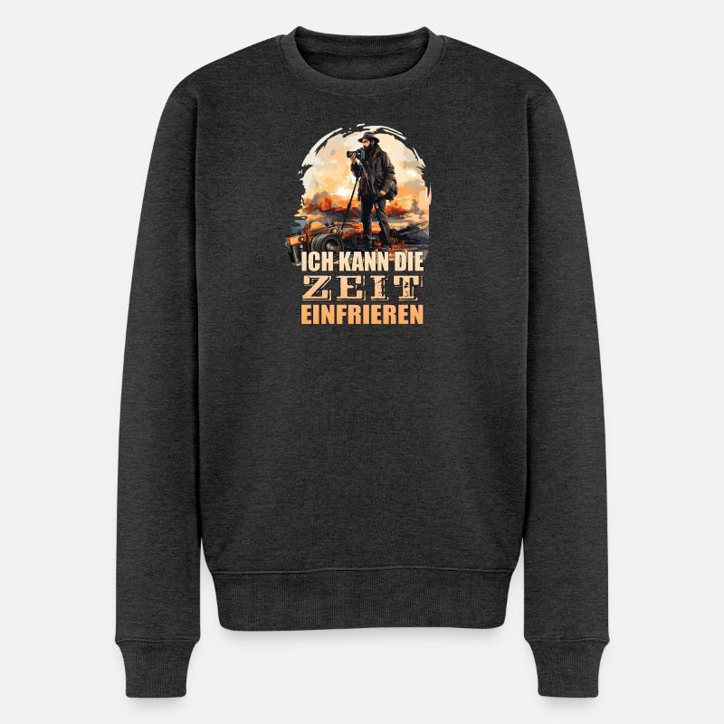 Ich kann die Zeit einfrieren - Männer Premium Bio Pullover - Anthrazit meliert