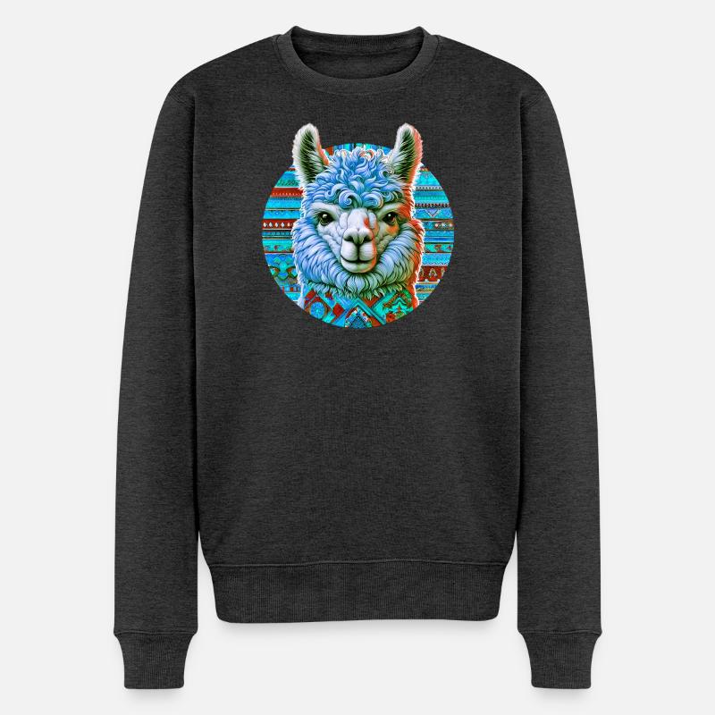 Alpaka - Männer Premium Bio Pullover - Anthrazit meliert