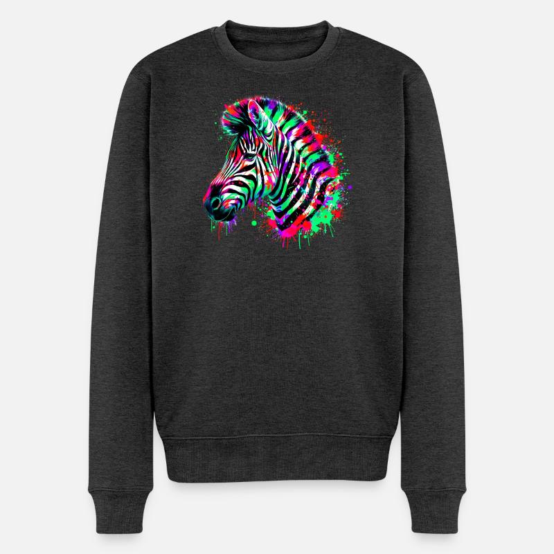 Zebra - Männer Premium Bio Pullover - Anthrazit meliert