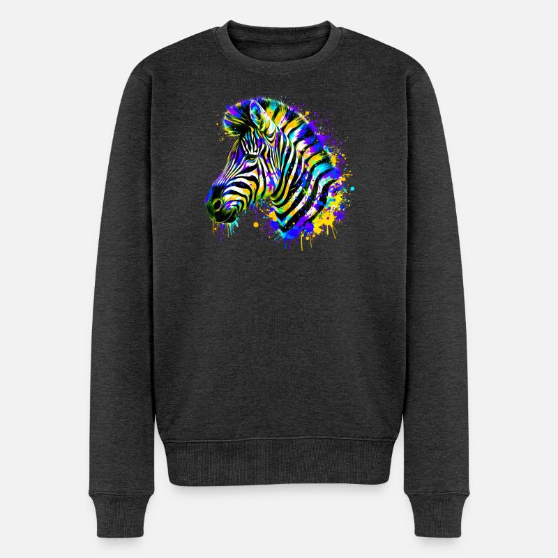 Zebra - Männer Premium Bio Pullover - Anthrazit meliert