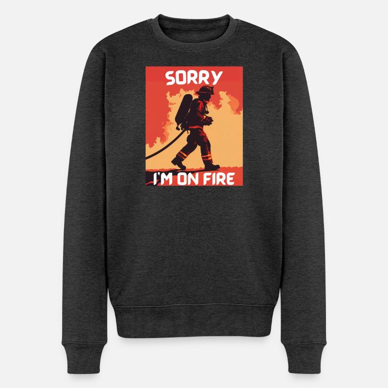 Feuerwehrmann in Brand - Männer Premium Bio Pullover - Anthrazit meliert