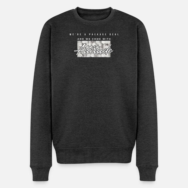 Attitude Geometric Logo Tee - Männer Premium Bio Pullover - Anthrazit meliert