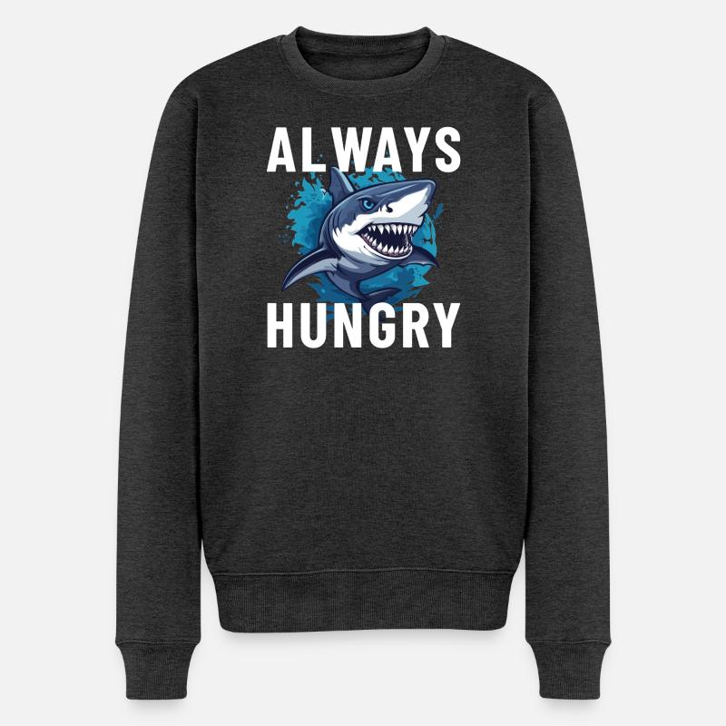 Immer hungriger Hai - Männer Premium Bio Pullover - Anthrazit meliert