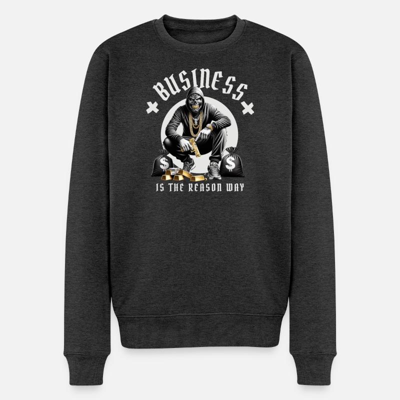 Gangster Leben - Männer Premium Bio Pullover - Anthrazit meliert