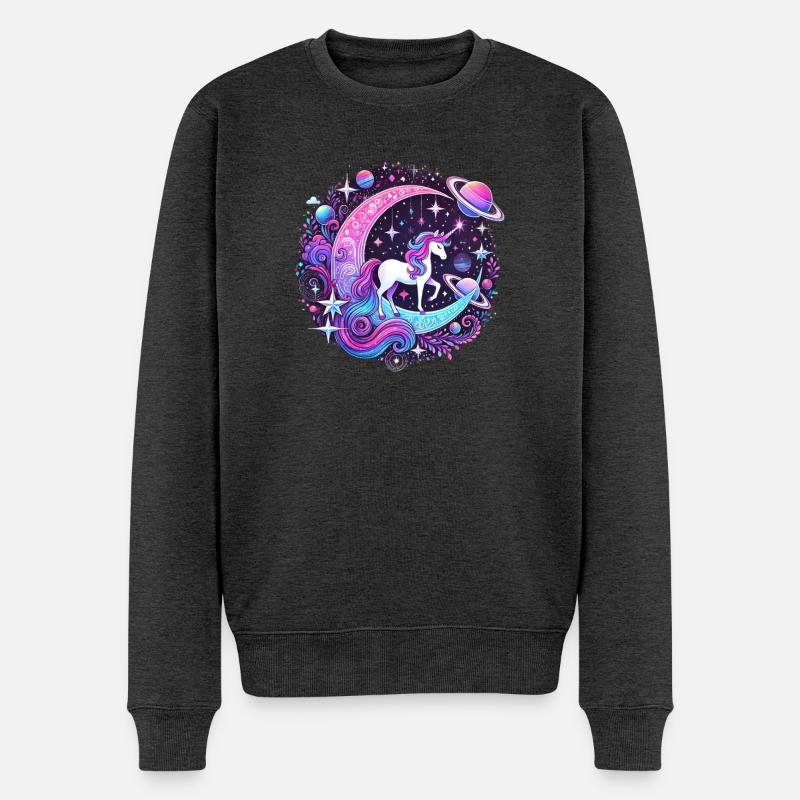 Licorne galactique sur la lune. - Pull Premium bio Homme - anthracite chiné