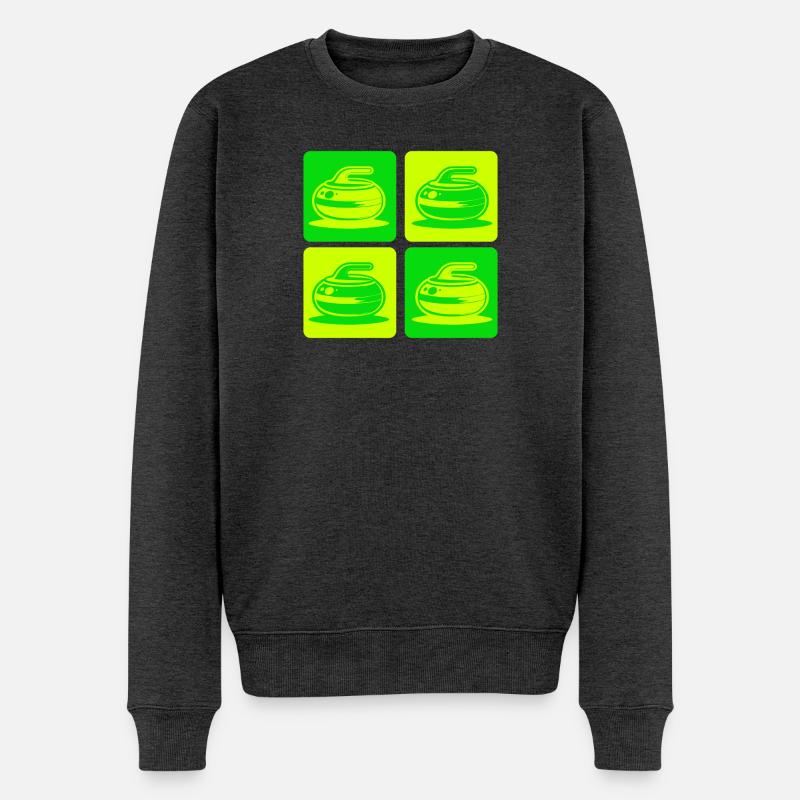 Curling Classic Design - Männer Premium Bio Pullover - Anthrazit meliert