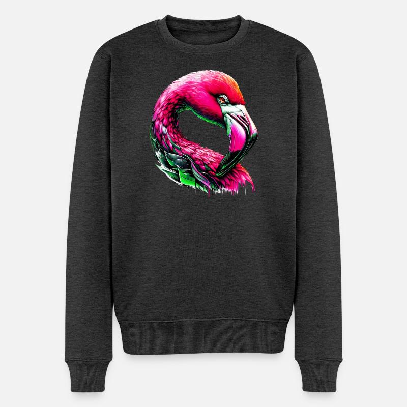 Flamingo - Männer Premium Bio Pullover - Anthrazit meliert