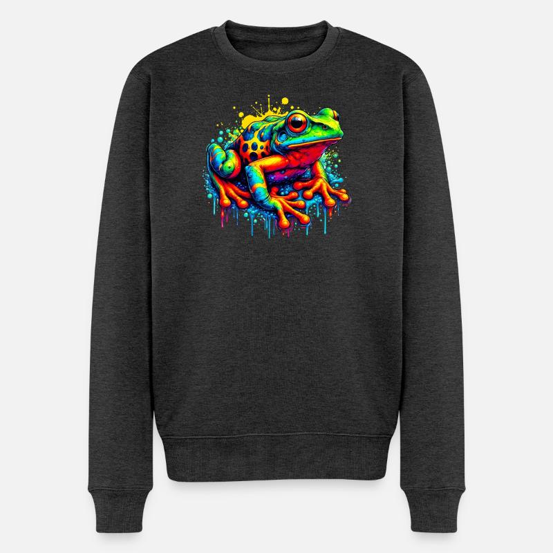 Frosch - Männer Premium Bio Pullover - Anthrazit meliert