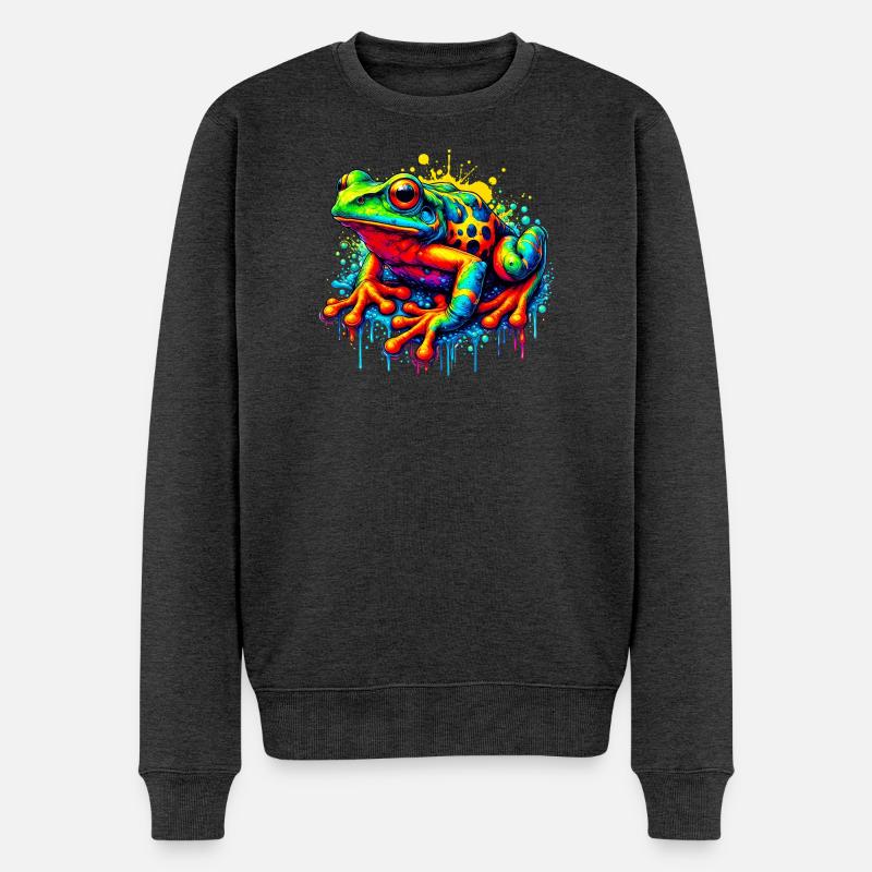 Frosch - Männer Premium Bio Pullover - Anthrazit meliert