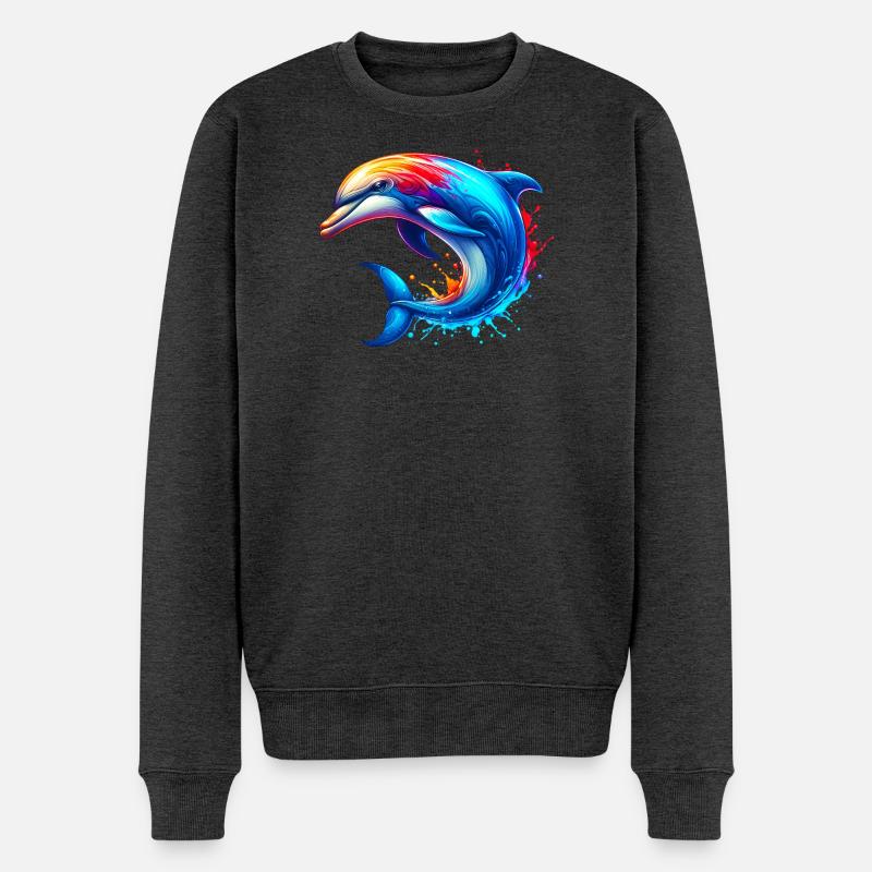 Delfin - Männer Premium Bio Pullover - Anthrazit meliert