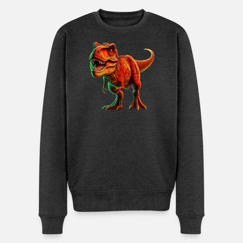 Dinosaurier - Männer Premium Bio Pullover - Anthrazit meliert