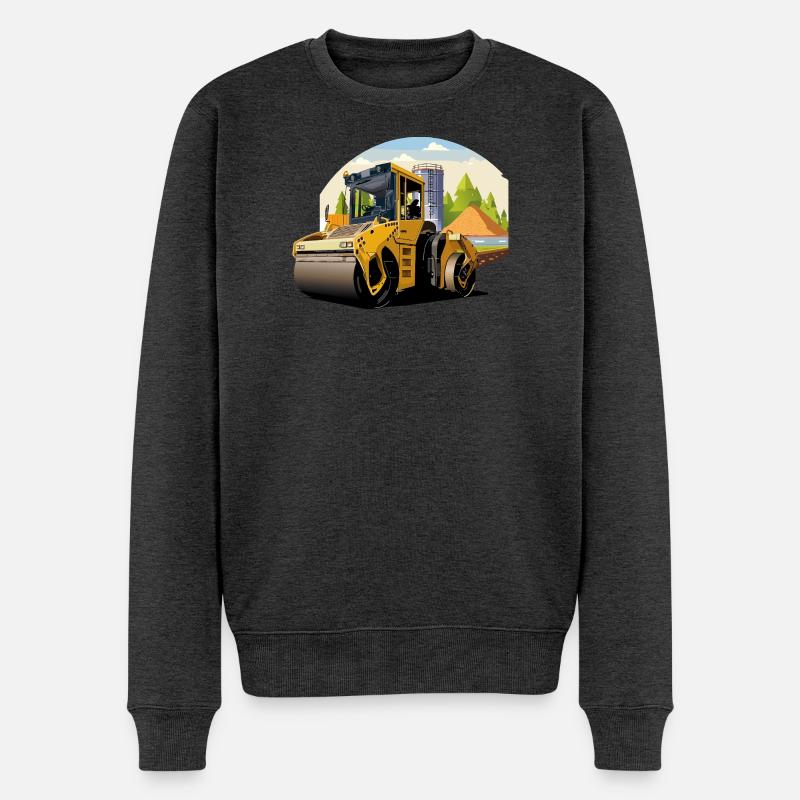 Strassenwalze bei der Arbeit - Männer Premium Bio Pullover - Anthrazit meliert