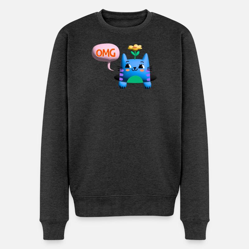 OMG Cat cute 3d bubble - Männer Premium Bio Pullover - Anthrazit meliert