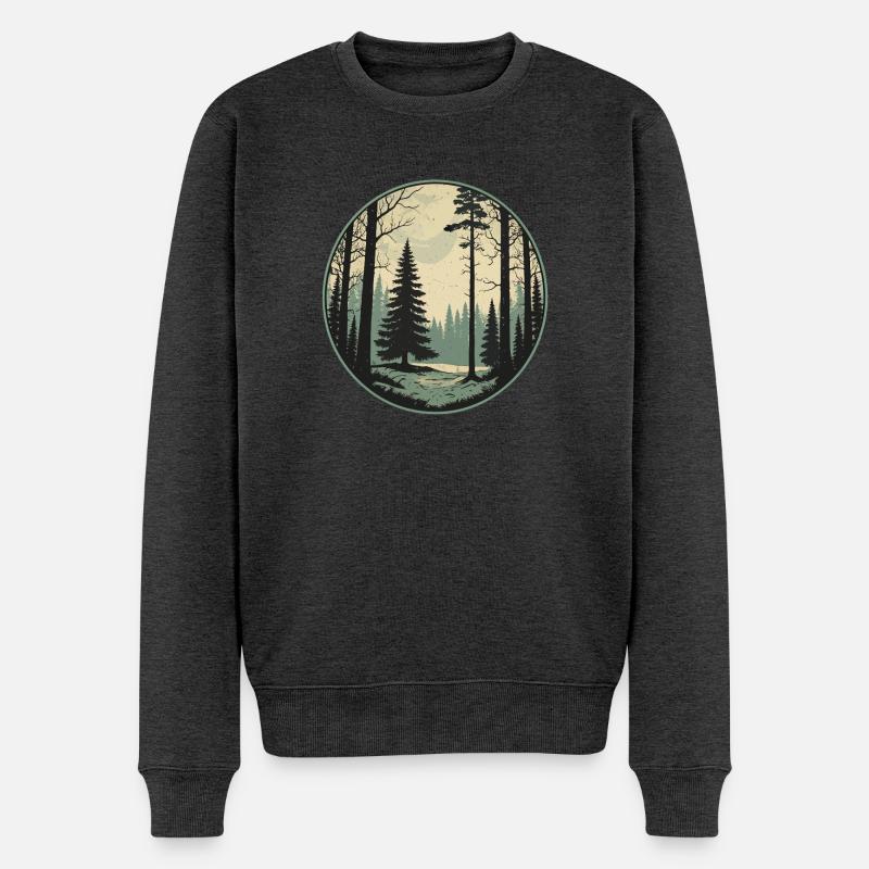 Mystische Nacht im Walddschungel - Männer Premium Bio Pullover - Anthrazit meliert