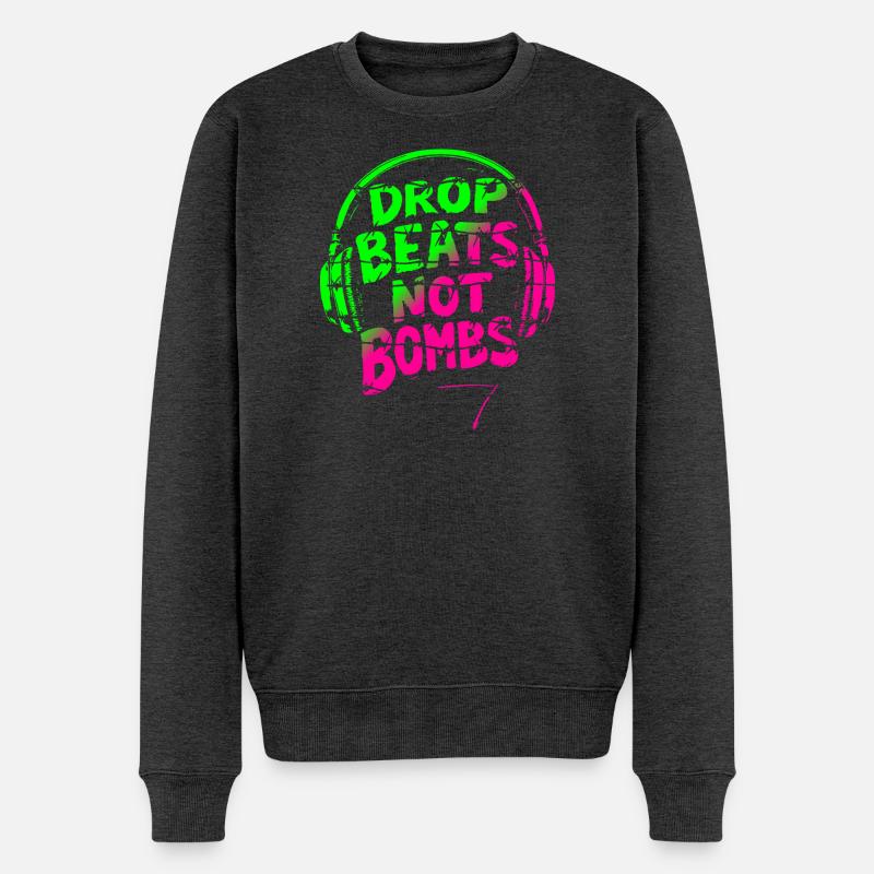 Drop Beats Not Bombs vert rose - Pull Premium bio Homme - anthracite chiné