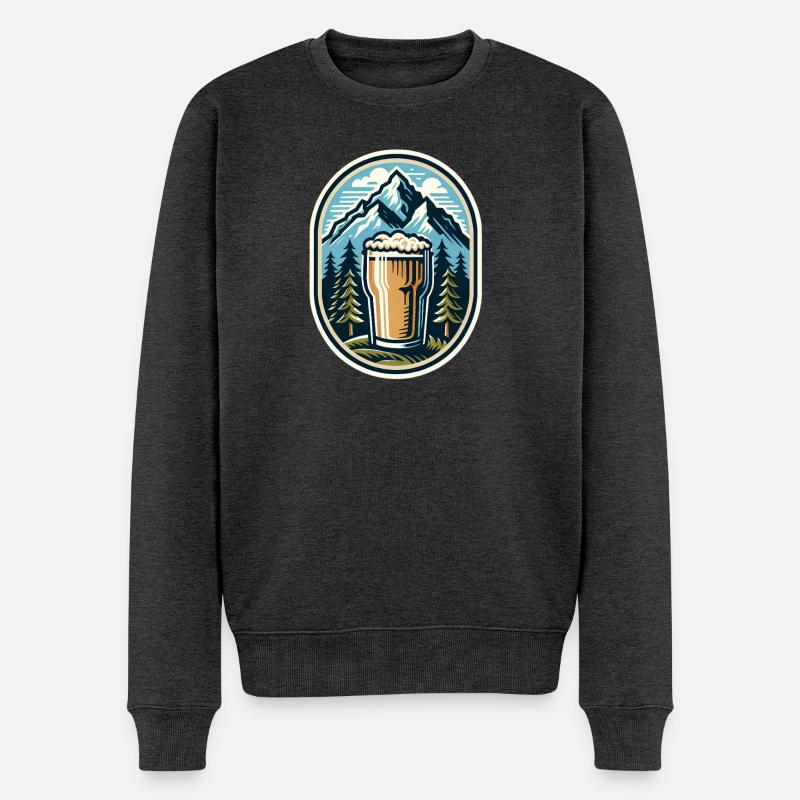 Berg Panorama mit Bierglas - Männer Premium Bio Pullover - Anthrazit meliert