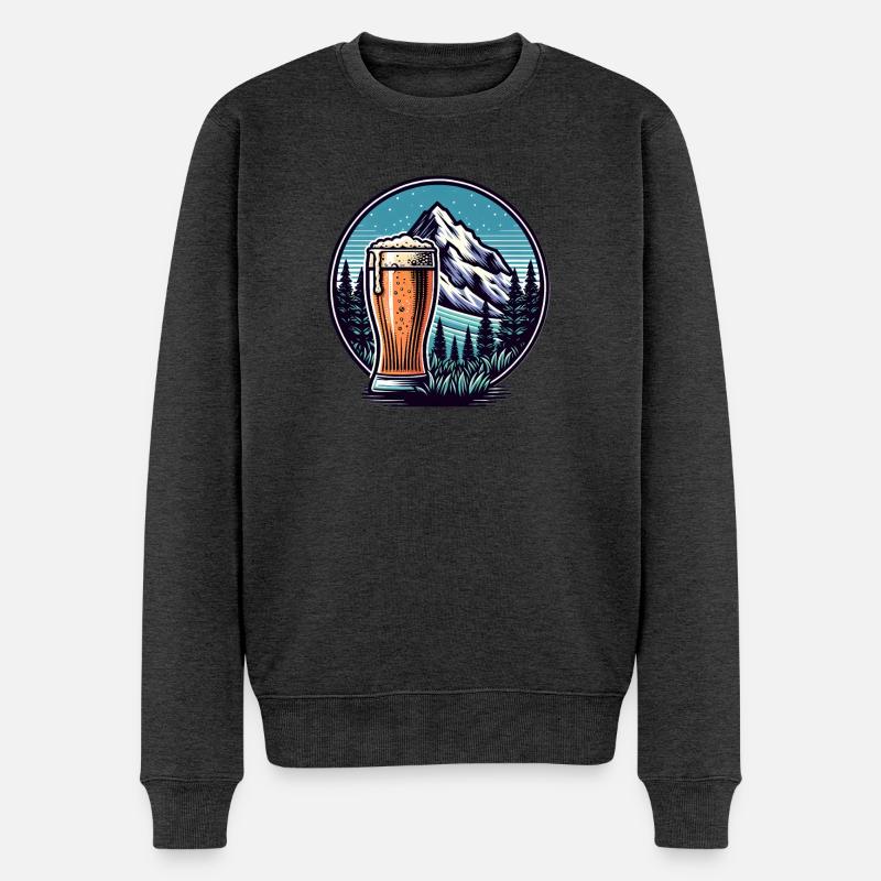 Bergblick mit Bierglas - Männer Premium Bio Pullover - Anthrazit meliert