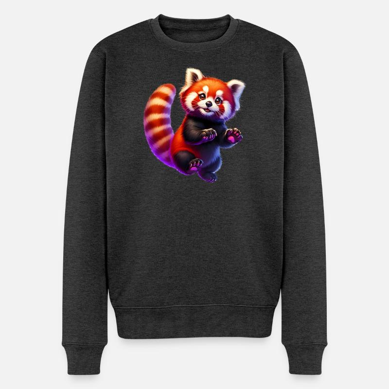 Kleiner Panda - Männer Premium Bio Pullover - Anthrazit meliert