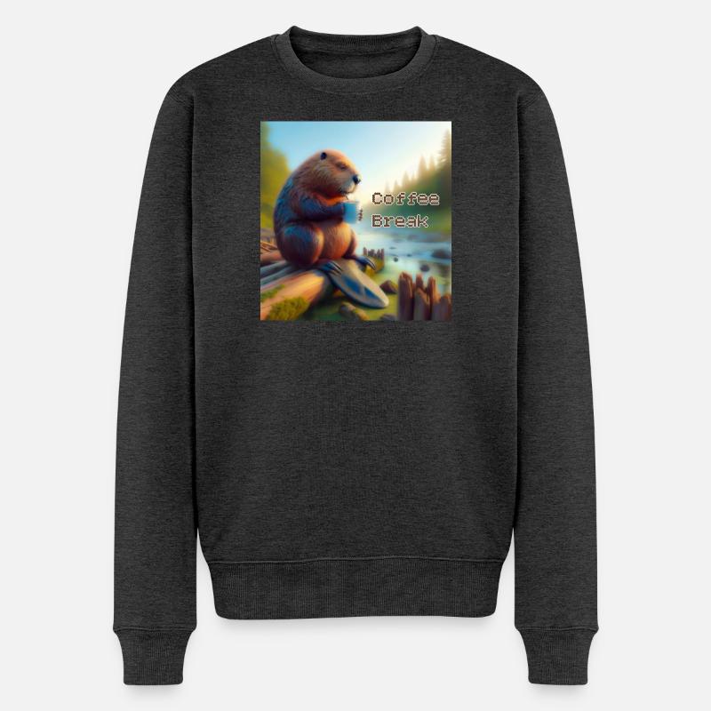 Biber Kaffeepause - Männer Premium Bio Pullover - Anthrazit meliert