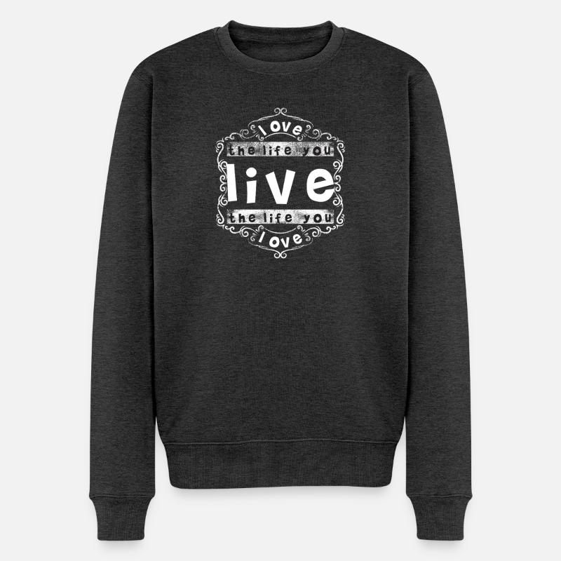 Aime la vie que tu mènes - Pull Premium bio Homme - anthracite chiné