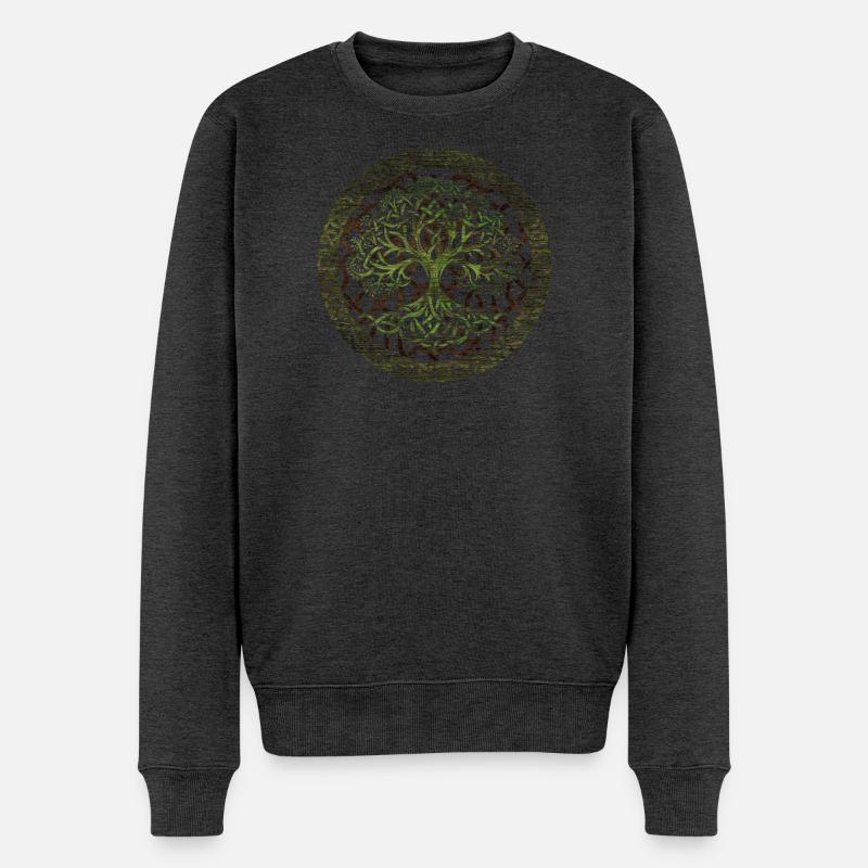 Yggdrasil Baum des Lebens - Männer Premium Bio Pullover - Anthrazit meliert